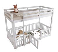 Goldicoo Letto a castello in legno con protezione anticaduta per bambini - Letto a soppalco 90 x 200 cm con scaletta 90 x 200 cm - Lettino per bambini