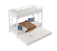 Goldicoo Letto a castello in metallo, 2 bambini, 90 x 200 cm e 90 x 200 cm, con letto estraibile 90 x 190 cm, scala stabile, lettino per ragazzi