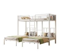 Goldicoo Letto a castello in metallo, 3 bambini, 90 x 200 cm, letto a soppalco con due letti singoli inferiori, scaletta stabile, letto per ragazzi