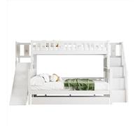 Goldicoo Letto a castello Lettino in legno con scivolo e scale - Letto a soppalco 90x200 VS pavimento 140x200 con cassetti