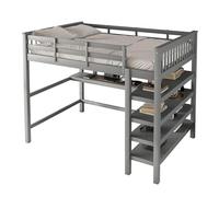 GoldiCoo Letto a soppalco 140x200 in legno per bambini giovani adulti con scrivania, culla con ripiano aperto