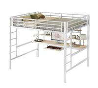 GoldiCoo Letto a soppalco 140x200 metallo con scrivania per bambini giovani adulti - scala, scaffale