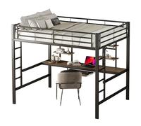 GoldiCoo Letto a soppalco 140x200 metallo con scrivania per bambini giovani adulti - scala, scaffale