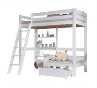GoldiCoo Letto a soppalco 90 x 200 cm, in legno, per bambini, ragazzi, adulti, lettino con divano