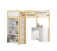 GoldiCoo Letto a soppalco 90x200 in legno per bambini giovani adulti con scrivania, culla con ripiano aperto