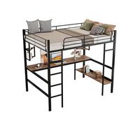 GoldiCoo Letto a soppalco 90x200 metallo con scrivania per bambini giovani adulti - scaletta, scaffale