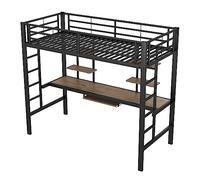 Goldicoo Letto a soppalco 90x200 metallo con scrivania per bambini giovani adulti - scaletta, scaffale