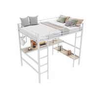 GoldiCoo Letto a soppalco 90x200 metallo con scrivania per bambini giovani adulti - scaletta, scaffale