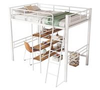 GoldiCoo Letto a soppalco 90x200 metallo con scrivania per bambini giovani adulti - scaletta, scaffale