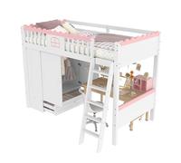 GoldiCoo Letto a soppalco medio 90x200 legno per bambini bambini giovani con scala, culla con armadio e cassetti