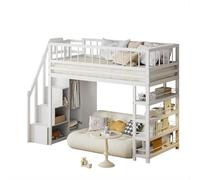 GoldiCoo Letto a soppalco medio 90x200 legno per bambini bambini giovani con scale, culla con armadio e scaffale