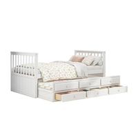 Goldicoo Letto giornaliero allungabile, 90 x 200 cm, con letto estraibile 90 x 190 cm, letto per bambini, letto singolo, legno