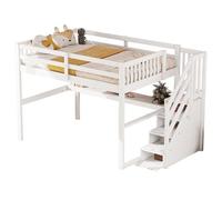 GoldiCoo Medio letto a soppalco 140x200 legno per bambini bambini giovani con scrivania e scale, culla