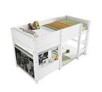 GoldiCoo Mezzo letto a soppalco 90 x 200 cm, in legno, per bambini, con protezione contro le cadute e scaletta