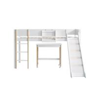 GoldiCoo Mezzo letto a soppalco 90x200 bambini in legno con scivolo, lettino con protezione contro le cadute e scaletta