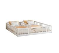 Goldicoo Montessori - Letto da pavimento 90 x 200 cm, per 2 bambini, con protezione anti-caduta e rete a doghe, in legno
