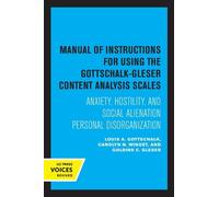 Goldine C. Gleser Gott Manual of Instructions for Using the Gottscha (Tascabile)