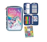 Goldkids - Astuccio a 2 scomparti - Astuccio per ragazze e ragazzi - Astuccio a 2 scomparti - Astuccio imbottito per la scuola e il quaderno dei compiti - motivo unicorno