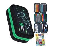 Goldkids - Astuccio a 3 scomparti - Astuccio per ragazze e ragazzi - Astuccio a 3 scomparti - Astuccio imbottito per la scuola e il quaderno dei compiti a casa, Gamepad, 3-fähig, Astuccio