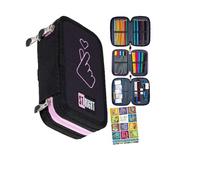 Goldkids - Astuccio a 3 scomparti - Astuccio per ragazze e ragazzi - Astuccio a 3 scomparti - Astuccio imbottito per la scuola e il quaderno dei compiti a casa, Amore, 3-fähig, Astuccio