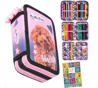Goldkids - Astuccio a 3 scomparti - Astuccio per ragazze e ragazzi - Astuccio a 3 scomparti - Astuccio imbottito per la scuola e il quaderno dei compiti a casa, Cane 2, 3-fähig, Astuccio