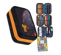 Goldkids - Astuccio a 3 scomparti - Astuccio per ragazze e ragazzi - Astuccio a 3 scomparti - Astuccio imbottito per la scuola e il quaderno dei compiti a casa, luna, 3-fähig, Astuccio