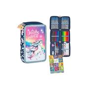Goldkids - Astuccio a 3 scomparti - Astuccio per ragazze e ragazzi - Astuccio a 3 scomparti - Astuccio imbottito per la scuola e il quaderno dei compiti - motivo unicorno