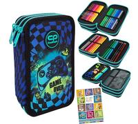 Goldkids - Astuccio a 3 scomparti - Astuccio per ragazze e ragazzi - Astuccio a 3 scomparti - Astuccio imbottito per la scuola e il quaderno dei compiti - motivo gioco