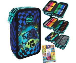 Goldkids - Astuccio a 3 scomparti - Astuccio per ragazze e ragazzi - Astuccio a 3 scomparti - Astuccio imbottito per la scuola e il quaderno dei compiti - motivo gioco