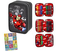 Goldkids - Astuccio a 3 scomparti - Astuccio per ragazze e ragazzi - Astuccio a 3 scomparti - Astuccio per studenti - Astuccio e quaderno per i compiti a casa, Avengers, xl, Classico