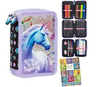 Goldkids - Astuccio a 3 scomparti - Astuccio per ragazze e ragazzi - Astuccio a 3 scomparti - Astuccio per studenti - Astuccio e quaderno per i compiti a casa, Einhor 2, xl, Classico