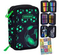 Goldkids - Astuccio a 3 scomparti - Astuccio per ragazze e ragazzi - Astuccio a 3 scomparti - Astuccio per studenti - Astuccio e quaderno per i compiti a casa, calcio, xl, Classico