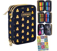 Goldkids - Astuccio a 3 scomparti - Astuccio per ragazze e ragazzi - Astuccio a 3 scomparti - Astuccio per studenti - Astuccio e quaderno per i compiti a casa, Orsacchiotto, xl, Classico