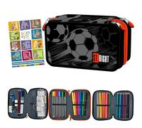 Goldkids - Astuccio a 3 scomparti - Astuccio per ragazze e ragazzi - Astuccio a 3 scomparti - Astuccio per studenti - Astuccio e quaderno per i compiti a casa, Pallone classico, xl, Classico