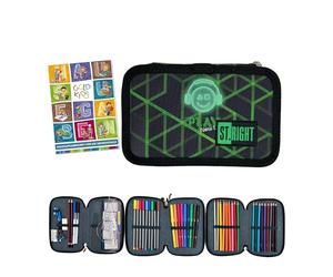 Goldkids - Astuccio a 3 scomparti - Astuccio per ragazze e ragazzi - Astuccio a 3 scomparti - Astuccio per studenti - Astuccio e quaderno per i compiti a casa, Play New Level, xl, Classico