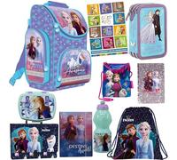 Goldkids - Set di 10 zaini per la scuola per ragazzi e ragazze, zaino per la scuola per bambini con astuccio - diario Frozen e quaderno dei compiti - ELSA Frozen Motivo - 1-3 gradi, multicolore,