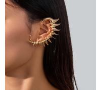 (GoldLeftEar)Orecchini donna in lega chiglia colonna vertebrale con piercing stile punk elettrolitico no