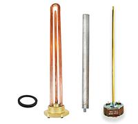 GOLDMAN SERVICE Kit Termoresistenza Elettrica Monoblocco 1¼ Pollici Filettata 1500W - Termostato - Anodo Magnesio - Guarnizione. Pezzo di ricambio per Scaldabagno, Accumulatore Solare, Boiler