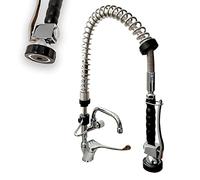 GOLDMAN SERVICE | Rubinetto estensibile doccia per lavello da cucina uso casa e professionale con doccetta molla flexo nero spruzzatore di risciacquo e rubinetto mono