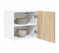 Goldonion Armadio Pensile Riga 2 Pezzi 40x31x40 cm Quercia Sonoma e Bianca | Legno multistrato, porta a cerniera, ampio spazio, uso interno, facile pulizia