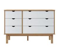 Goldonion Cassettiera OTTA Marrone e Bianco 111x43x73,5 cm Legno di Pino