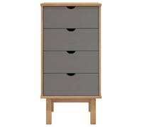 Goldonion Cassettiera OTTA Marrone e Grigio 45x39x90 cm in Legno di Pino