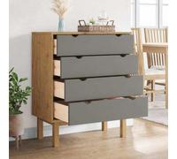 Goldonion Cassettiera OTTA Marrone e Grigio 76,5x39,5x90 cm Legno di Pino