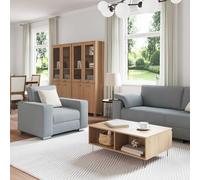 Goldonion Divano 3 pcs Grigio chiaro 219 x 80 x 82 cm Tessuto misto lino | Set 3 Pezzi, Poltrona, 2 Posti, 3 Posti, Schiuma e Fibra, Telaio Metallo, Uso Interno