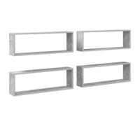 Goldonion Mensole Parete Cubo 4pz Grigio Cemento 80x15x26,5cm Multistrato | Set 4 Ripiani, Design Modulare, Facile Assemblaggio, Per Libri e Decorazioni