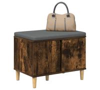 Goldonion Panca per Ingresso con Porta Quercia Affumicata 60 x 38 x 46 cm | Legno Ingegnerizzato, Cuscino Antiscivolo, Copertura Rimovibile, Mensola per Scarpe