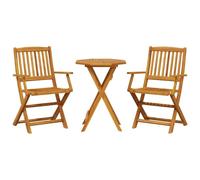 Goldonion Set Bistrò Pieghevole 3 Pezzi Legno Massello Acacia | Pieghevole per Risparmio Spazio, Design a Doghe, Facile da Pulire, Ideale per Giardino e Patio