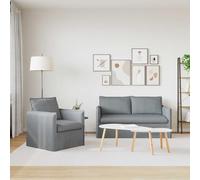 Goldonion Set di divani 2 pcs Grigio Chiaro 156 x 82 x 85 cm Tessuto | Telaio in metallo, braccioli in legno, gambe in plastica, imbottitura in schiuma e fibra, uso interno