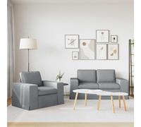 Goldonion Set di divani 2 pcs Grigio chiaro 162 x 80 x 82 cm Tessuto | Struttura in metallo, braccioli in legno, imbottitura in schiuma, design modulare, gambe in plastica