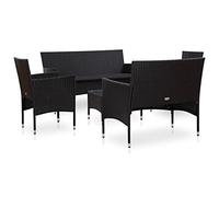 Goldonion Set Divani da Giardino 5 pz con Cuscini in Polyrattan Nero | Resistente alle intemperie, telaio in acciaio, fodere lavabili, facile assemblaggio